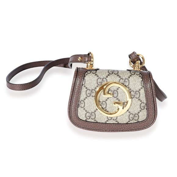 Gucci Brown Leather & GG Supreme Blondie Card Case Wallet - Picture 1 of 7